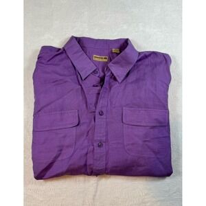 Natural Blue by Visitor Button Up Shirt Mens 2XL Short Sleeve 55% Linen Casual